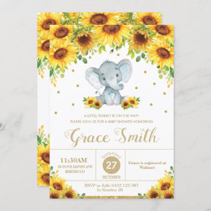 Invitation Baby shower floral de tournesol éléphant garçon