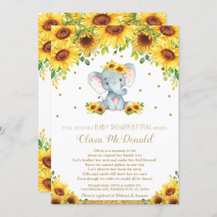 Invitation Baby shower floral de tournesol éléphant par Mail 