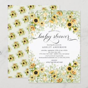 Invitation Baby shower floral de tournesol jaune d'automne