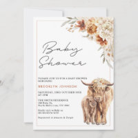 Baby shower Floral de Vache de Highland Calf Orang
