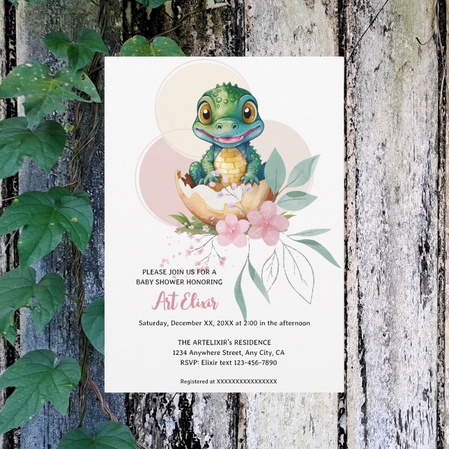 Invitation Baby shower floral d'éclosion d'alligator pour béb (Créateur téléchargé)