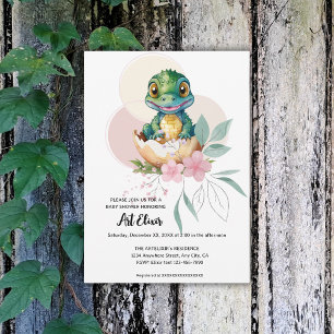 Invitation Baby shower floral d'éclosion d'alligator pour béb