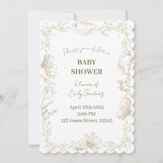 Invitation Baby Shower Floral Delft Fantaisiste | Révélation 