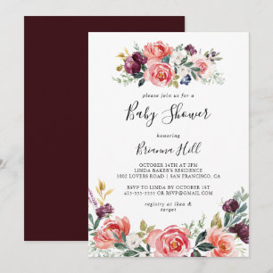 Invitation Baby shower floral d'été coloré tropical