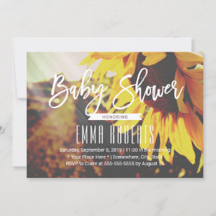 Invitation Baby shower floral d'été de tournesol rustique
