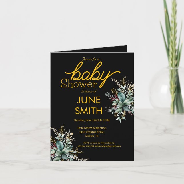 Invitation baby shower floral d'eucalyptus moderne (Devant)