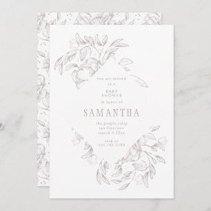 Invitation Baby shower floral diamant romantique