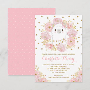 Invitation Baby shower Floral d'or rose brillant féminin