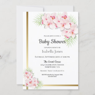 Invitation Baby shower floral d'orchidée rose