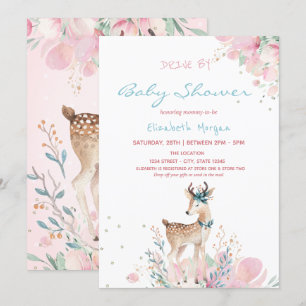 Invitation Baby Shower Floral Drive By Faon