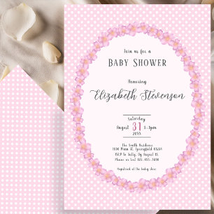 Invitation Baby Shower Floral Élégant à pois roses