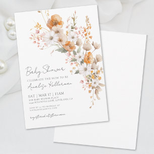 Invitation Baby Shower Floral Élégant aux Fleurs Sauvages
