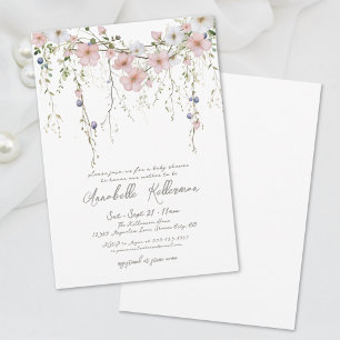 Invitation Baby Shower Floral Élégant de Fleurs Sauvages Bota