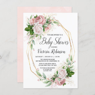 Invitation Baby shower floral élégant en or rose moderne