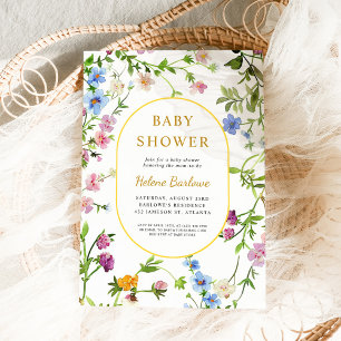 Invitation Baby Shower Floral Élégant Moderne Fleurs Sauvages