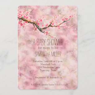 Invitation Baby shower floral en fleurs de cerisiers