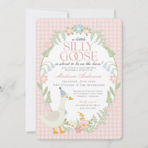Invitation Baby shower Floral En vichy d'oie soie rose