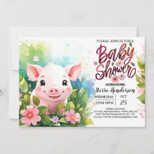 Invitation Baby shower floral enchanté de Piglet Bash