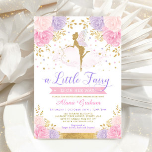Invitation Baby shower Floral Fairy Pink violet