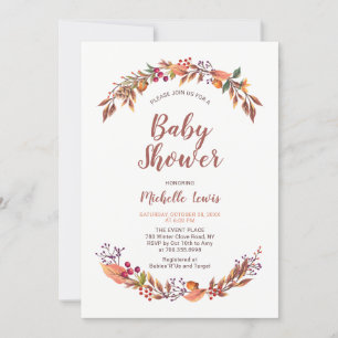 Invitation Baby shower Floral Fall Boy