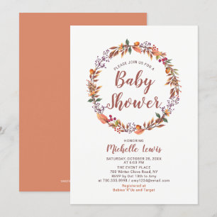 Invitation Baby shower Floral Fall Boy