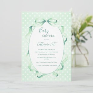 Invitation Baby Shower Floral Fantaisiste Vert