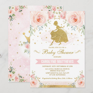 Invitation Baby shower Floral féminin de Cinderella Princess