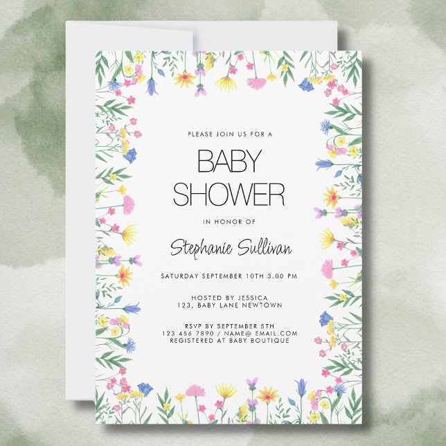 Invitation Baby shower Floral fleur sauvage (Créateur téléchargé)