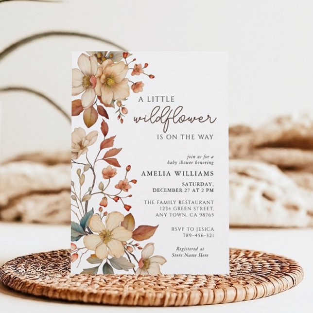 Invitation Baby shower Floral Fleur sauvage Boho (Créateur téléchargé)