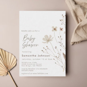 Invitation Baby shower Floral fleur sauvage Boho