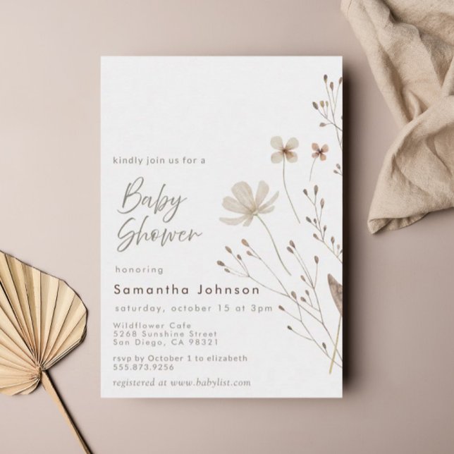 Invitation Baby shower Floral fleur sauvage Boho (Créateur téléchargé)