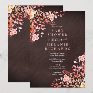 Invitation Baby shower Floral fleur sauvage/Paillettes