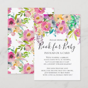 Invitation Baby shower floral fleuri coloré livre pour bébé