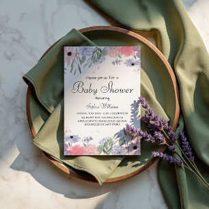 Invitation Baby shower Floral - Fleurs Aquarelles Élégantes