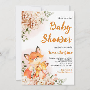 Invitation Baby shower Floral Fox automne