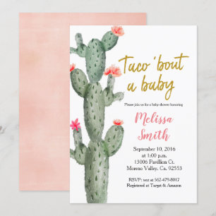 Invitation Baby shower floral Gold Cactus Taco Bout Baby
