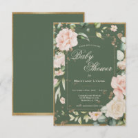 Baby shower Floral Gold Watercolor