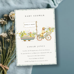 Invitation Baby shower Floral Golden Retriever cultivé locale