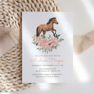 Invitation Baby shower Floral Horse Girl