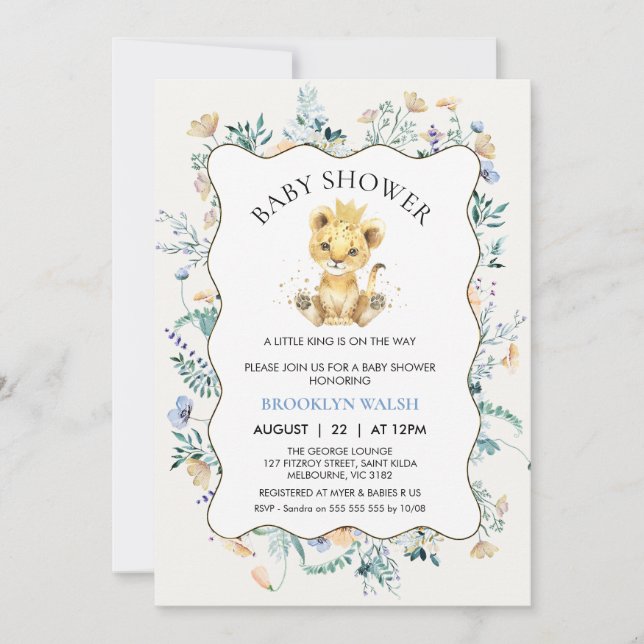 Invitation Baby shower Floral Jaune Moderne (Devant)