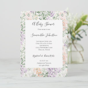 Invitation Baby shower Floral Lavande Lavande Lactée Chic Pea