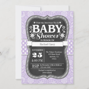 Invitation Baby shower floral Lavender Chalkboard