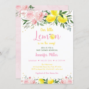 Invitation Baby shower Floral Lémonade Sunshine Rose or