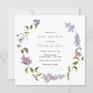 Invitation Baby shower floral Lilac Watercolor