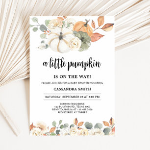 Invitation Baby shower Floral Little Citrouille automne