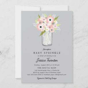 Invitation Baby shower Floral Mason Jar
