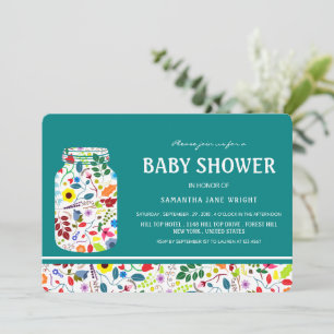 Invitation Baby shower Floral Mason Jar