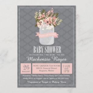 Invitation Baby shower Floral Mason Jar