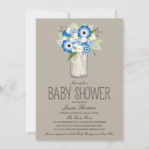 Invitation Baby shower Floral Mason Jar