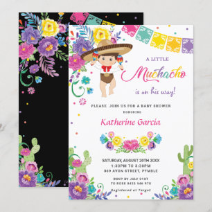 Invitation Baby shower Floral Mexicain Petit Muchacho Garçon